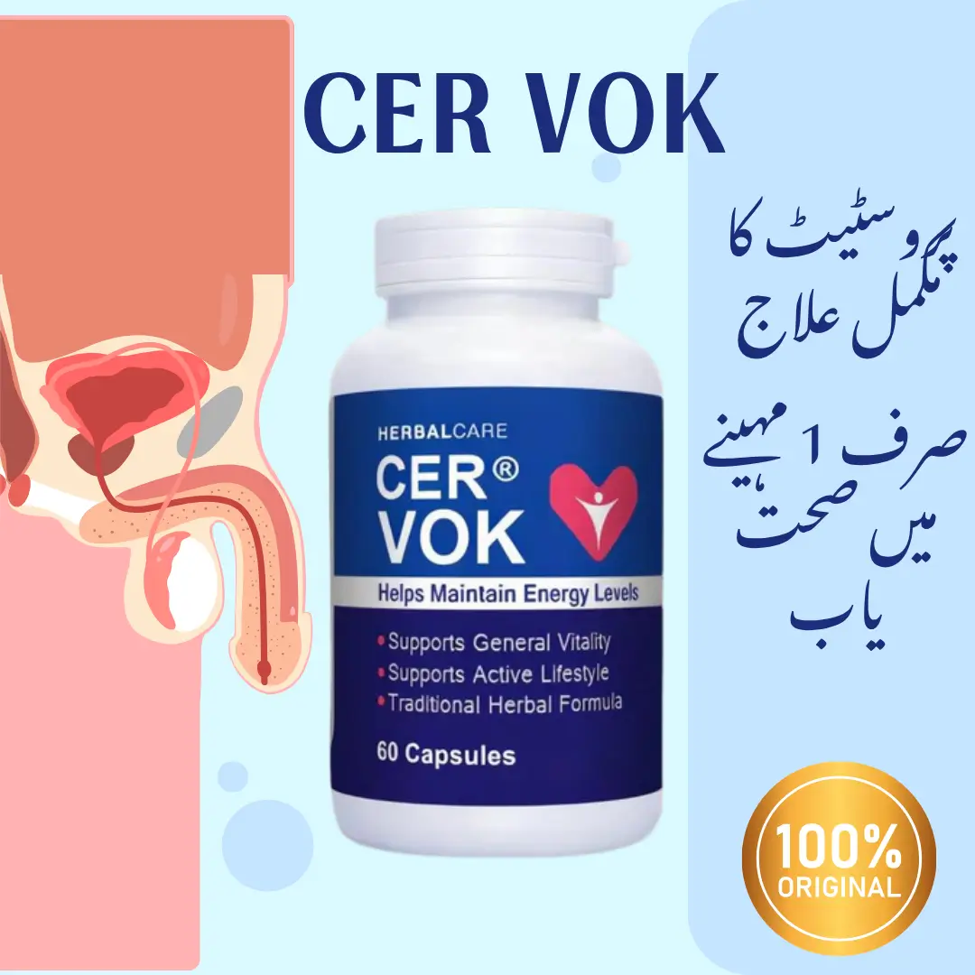 CER VOK herbal capsules for prostate medicine in Pakistan with anatomical diagram